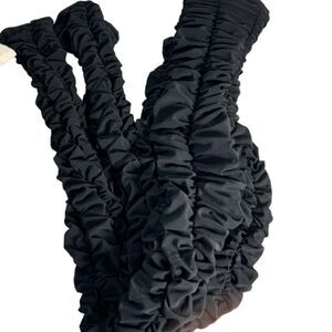By DYLN Black Total Ruched Mesh Overlay High Waist Ankle Zip Leggings Sz XS‎
